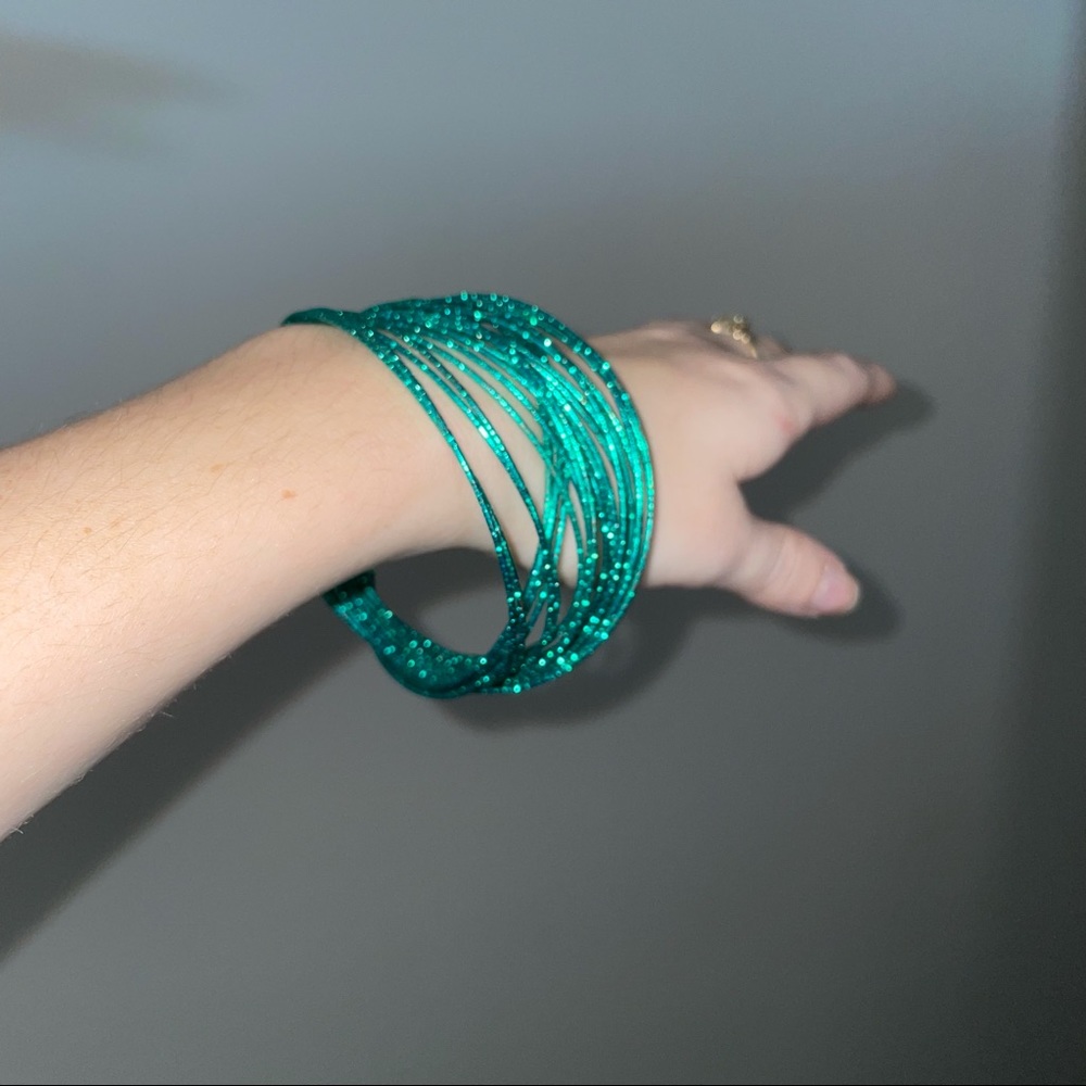Interlocked Teal Bangle Bracelet - image 2